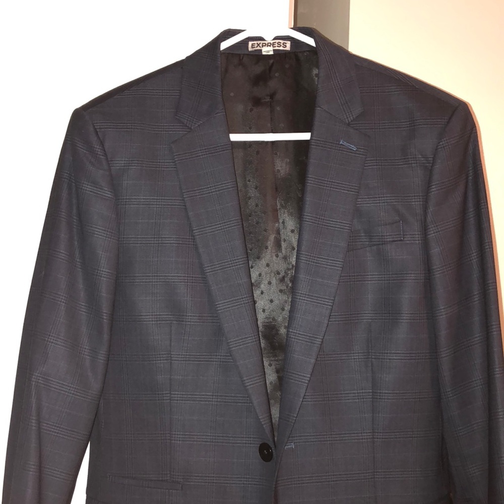 Express Navy Blue Checkered Blazer.